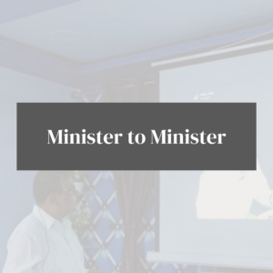 Rectangle with the words Minister to Minister